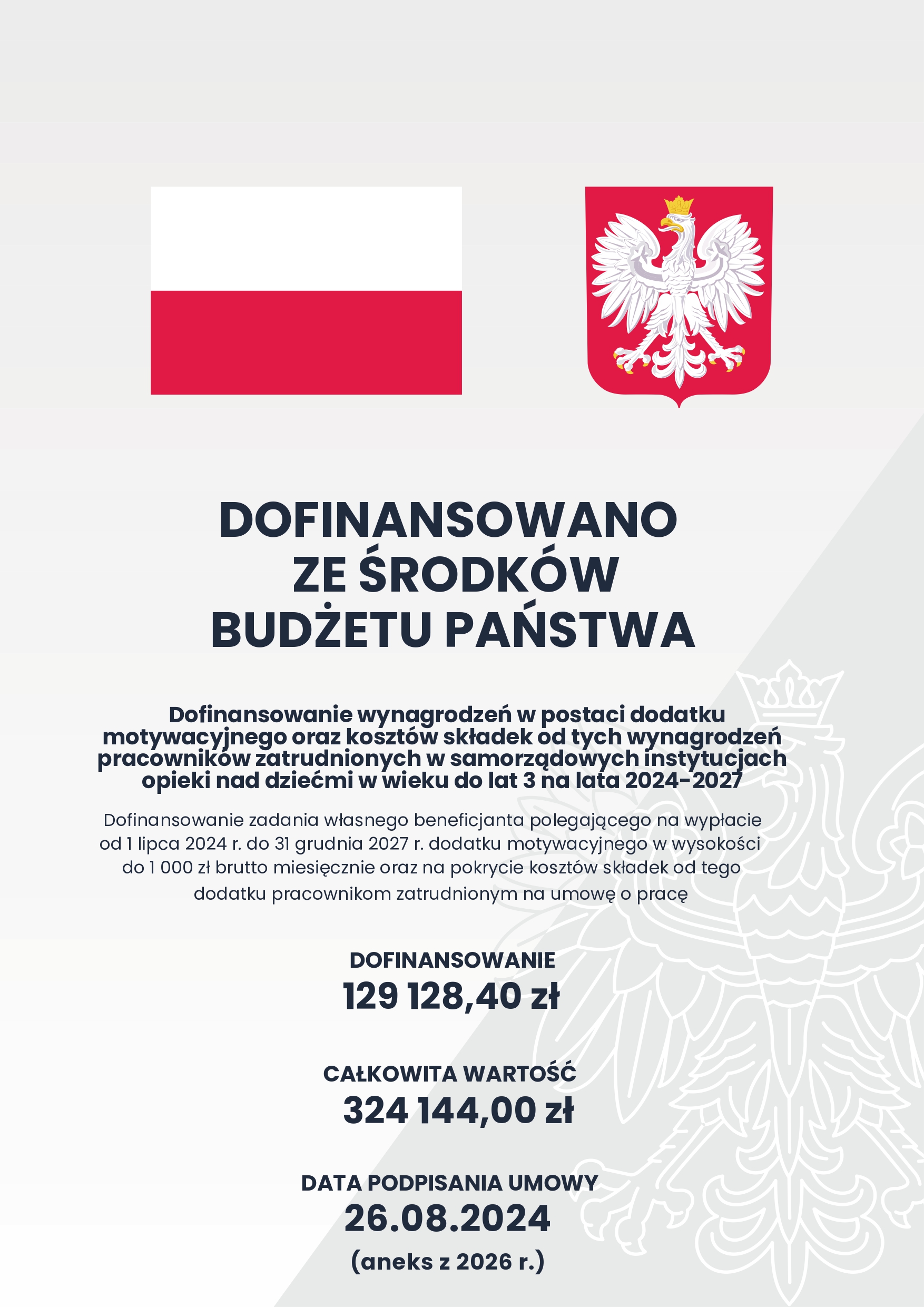 Plakat dofinansowanie rządowe